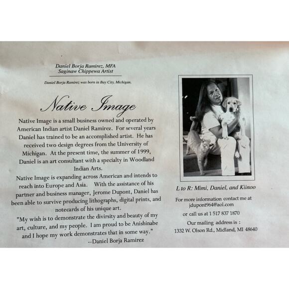 "Woodland Dance Scene" | Signed 1999 Print by Daniel Borja Ramirez | Chippewa - Picture 5 of 5